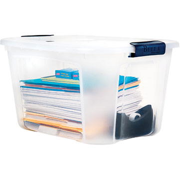 Staples 40 Quart Plastic Container, Clear with Locking Lid