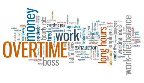 © Tupungato | Dreamstime.com - <a href="https://www.dreamstime.com/stock-illustration-overtime-employment-issues-concepts-word-cloud-illustration-word-collage-concept-image55858347#res2965056">Overtime Photo</a> overtime rules